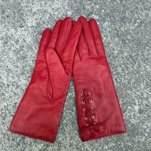 Italian Red Corset Leather Gloves